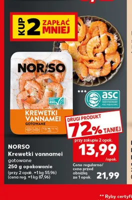 Krewetki vannamei gotowane Norso promocja w Kaufland