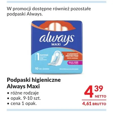 Podpaski higieniczne Always Maxi promocja w Makro