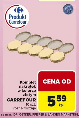 Komplet nakrętek w kolorze złotym Carrefour promocja w Carrefour Market
