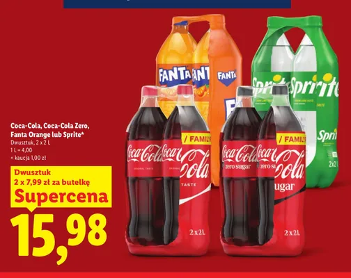 Napój gazowany Fanta Orange Dwusztuk 2-pak 2 l promocja w Lidl