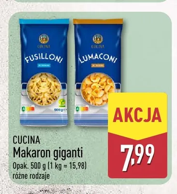 Makaron giganti Fusilloni Cucina promocja w Aldi