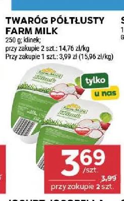 Twaróg półtłusty klinek Farm Milk promocja w Stokrotka