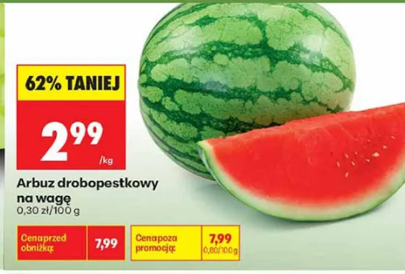 Arbuz drobopestkowy na wagę promocja w Biedronka