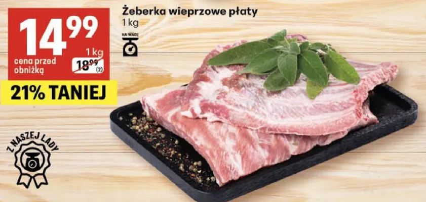 Żeberka wieprzowe płaty promocja w Delikatesy Centrum
