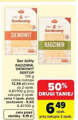 Ser żółty Radzimir, Siemowit, Sertop promocja w Carrefour