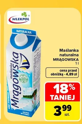 Maślanka naturalna Mrągowska promocja w Carrefour Market