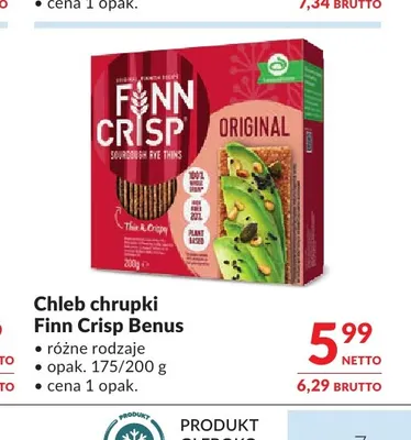 Chleb chrupki Finn Crisp Benus promocja w Makro
