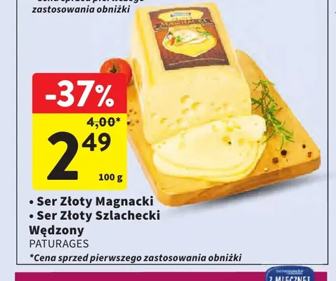 Ser Złoty Szlachecki wędzony Pâturages promocja w Intermarche