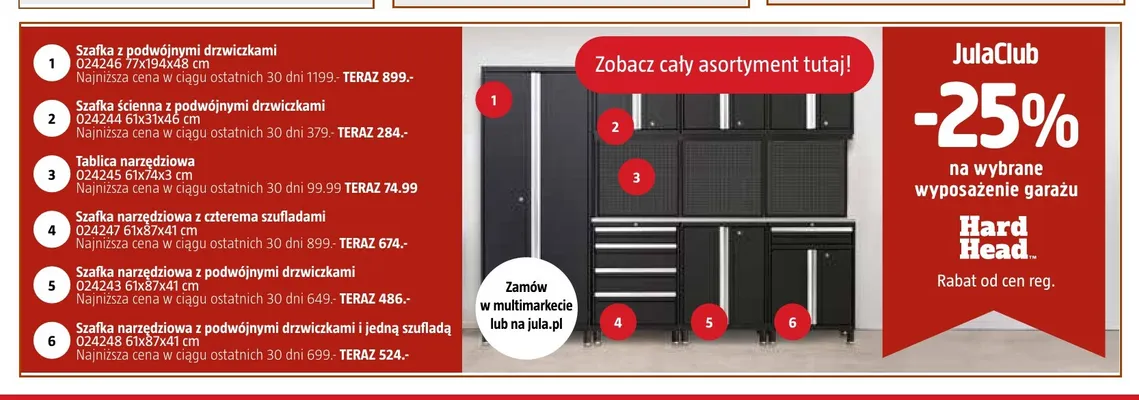 Szafka narzędziowa z podwójnymi drzwiczkami i jedną szufladą 61x87x41 cm Hard Head promocja w Jula