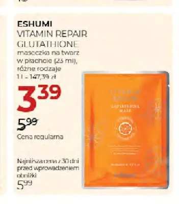 Maseczka na twarz w płachcie Vitamin Repair Glutathione Eshumi promocja w Drogerie Jawa