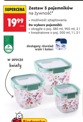 Zestaw 3 pojemników na żywność kwadratowe 3-pak promocja w Biedronka