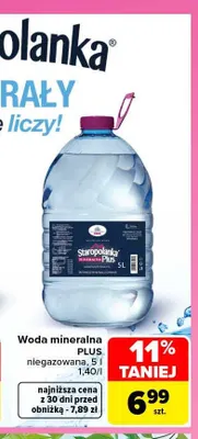 Woda mineralna niegazowana Plus Staropolanka promocja w Carrefour