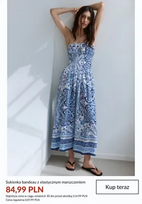 Sukienka bandeau z elastycznym marszczeniem promocja w H&M