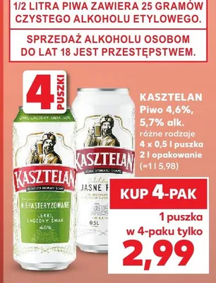 Piwo 6,6%, 5,7% alk. różne rodzaje promocja w Kaufland