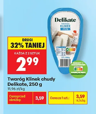 Twaróg Klinek chudy Delikate promocja w Biedronka