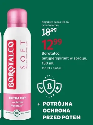 Antyperspirant w sprayu Borotalco Soft Extra Dry promocja w Rossmann