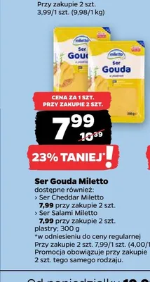 Ser Cheddar Miletto plastry promocja w Netto