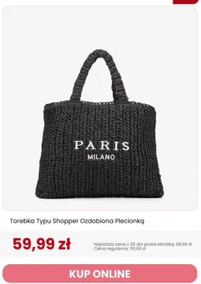 Torebka typu shopper ozdobiona plecionką Renee promocja w Renee