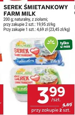 Serek śmietankowy farm milk promocja w Stokrotka
