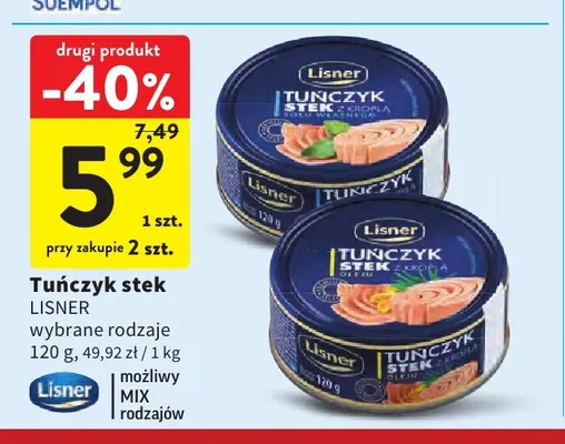 Tuńczyk stek Lisner promocja w Intermarche