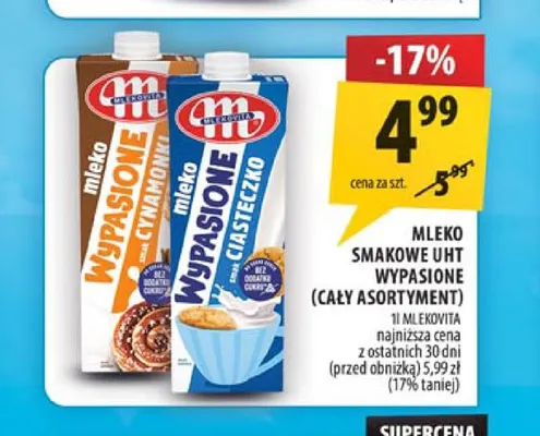 Mleko UHT smakowe smak ciasteczko Mlekovita promocja w Arhelan