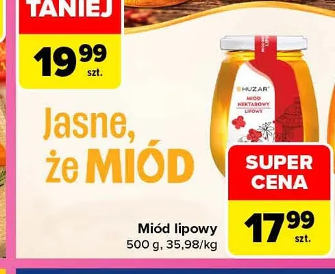 Miód lipowy Huzar promocja w Carrefour