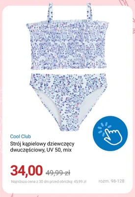 Strój kąpielowy dziewczęcy dwuczęściowy Cool Club UV 50 mix promocja w Smyk