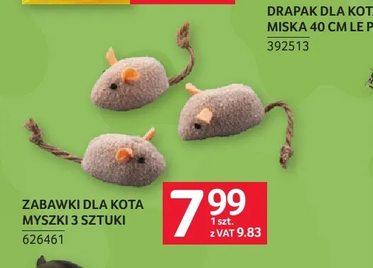 Zabawki dla kota myszki 3 sztuki promocja w Selgros