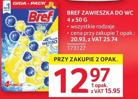 Zawieszka do WC Bref 4x50g promocja w Selgros