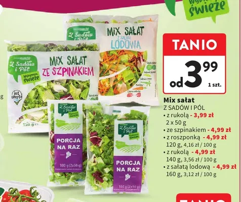 Mix sałat ze szpinakiem Z Sadów i Pól promocja w Intermarche