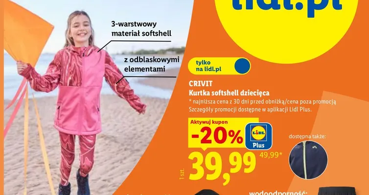 Kurtka softshell dziecięca Crivit promocja w Lidl