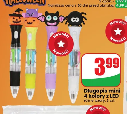 Długopis mini 4 kolory z LED promocja w Dino