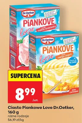 Ciasto Piankowe Love Dr.Oetker smak malina-śmietanka promocja w Biedronka