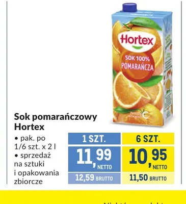 Sok pomarańczowy Hortex promocja w Makro