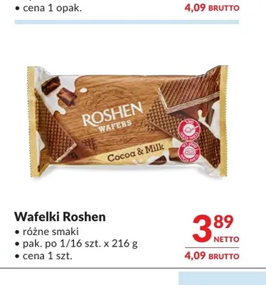 Wafelki Roshen Wafers Cocoa & Milk promocja w Makro
