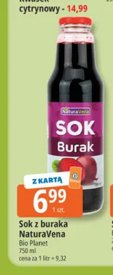 Sok z buraka NaturaVena Bio Planet promocja w Leclerc