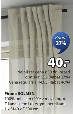 Firana Bolmen promocja w Jysk