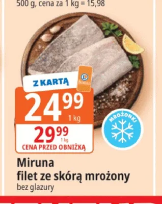Miruna filet ze skórą mrożony promocja w Leclerc