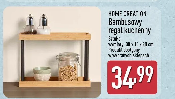 Bambusowy regał kuchenny HOME CREATION 38x13x28cm promocja w Aldi