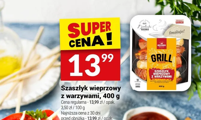 Szaszłyk wieprzowy z warzywami Wędzarnia Białecki promocja w Twój Market
