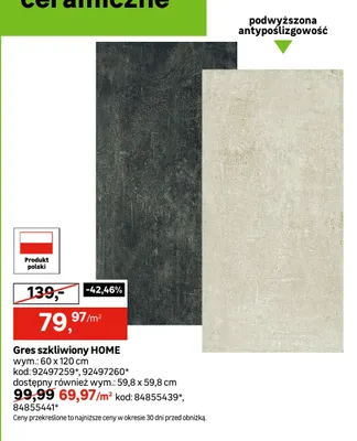 Gres szkliwiony Home 59,8x59,8 cm promocja w Leroy Merlin
