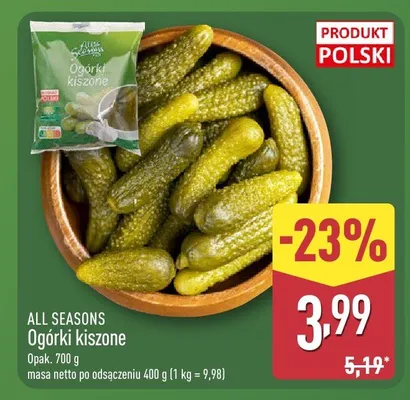 Ogórki kiszone All Seasons promocja w Aldi