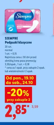 Podpaski klasyczne Siempre Normal promocja w Lidl