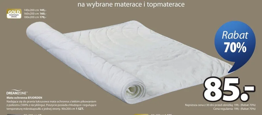 Mata ochronna DREAMZONE EFJORDEN 90x200cm promocja w Jysk