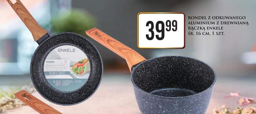 Rondel z odkuwanego aluminium z drewnianą rączką Enkele promocja w Dino