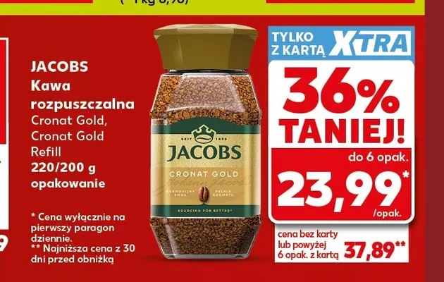 Kawa rozpuszczalna Jacobs Cronat Gold promocja w Kaufland