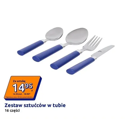 Zestaw sztućców w tubie 16 części promocja w Action