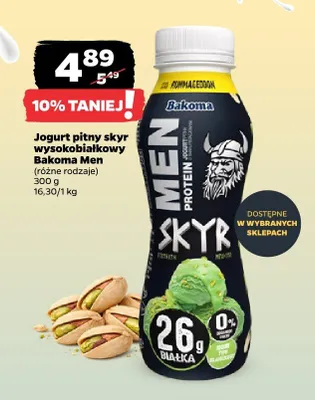 Jogurt pitny skyr wysokobiałkowy Bakoma Men promocja w Netto