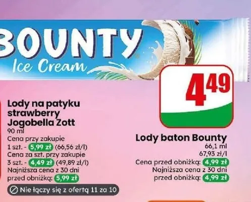 Lody baton Bounty promocja w Dino