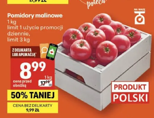 Pomidory malinowe promocja w Delikatesy Centrum